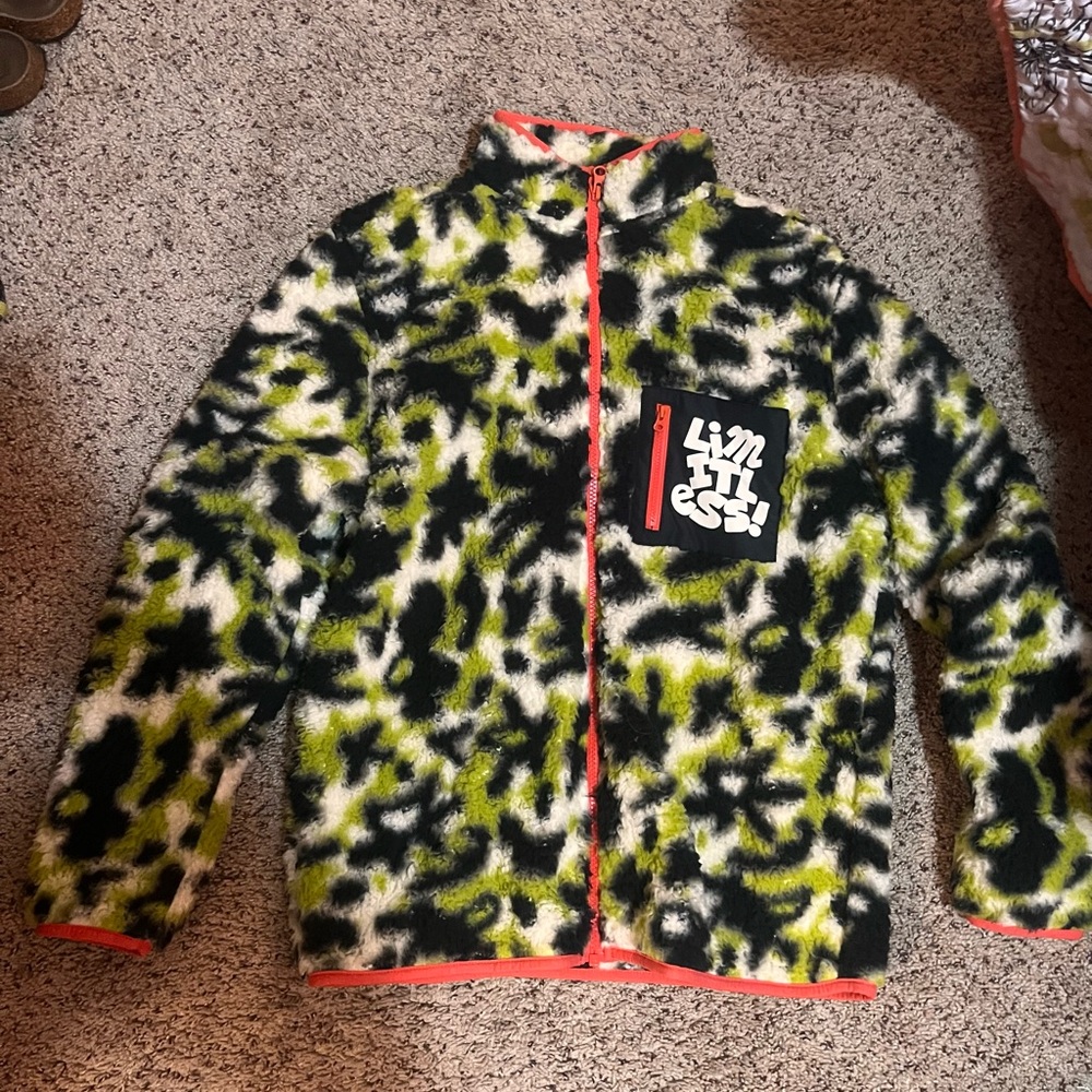 Target Fleece Jacket with Black, White, and Green Pattern